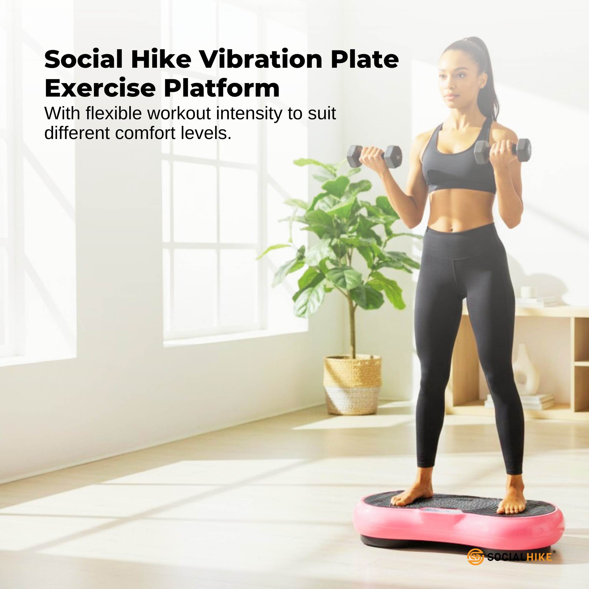 Social Hike 68cm Vibration Plate Machine Full Body Workout Platform Pink-1