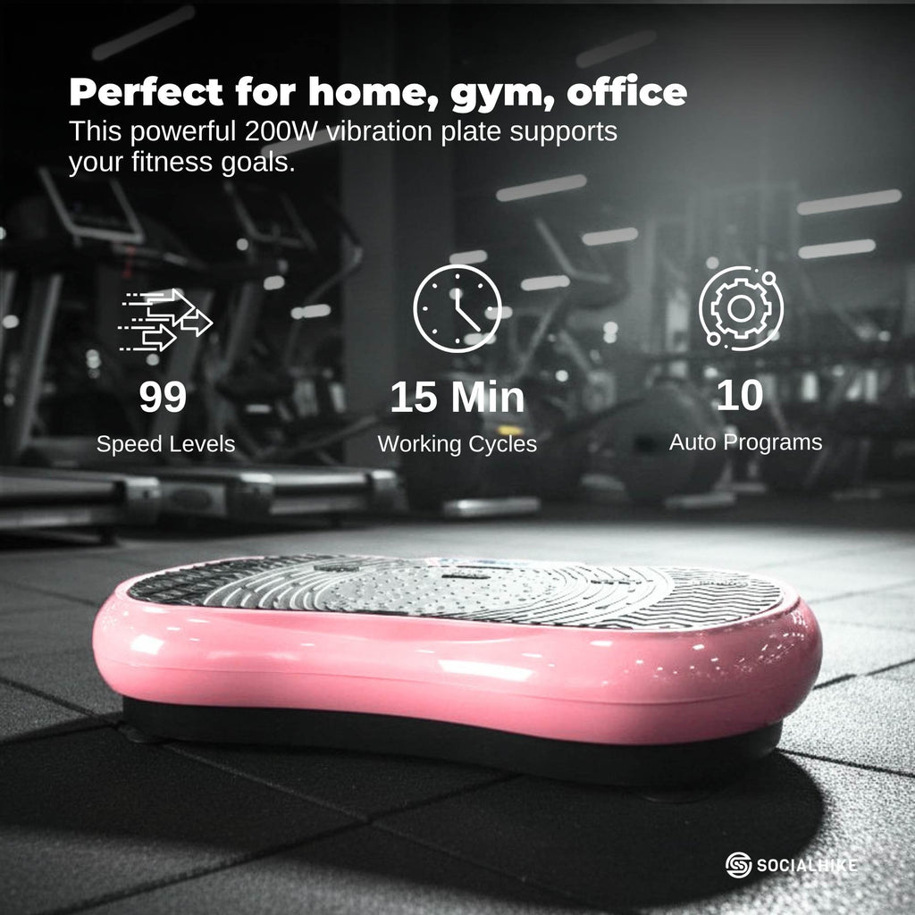 Social Hike 68cm Vibration Plate Machine Full Body Workout Platform Pink-2