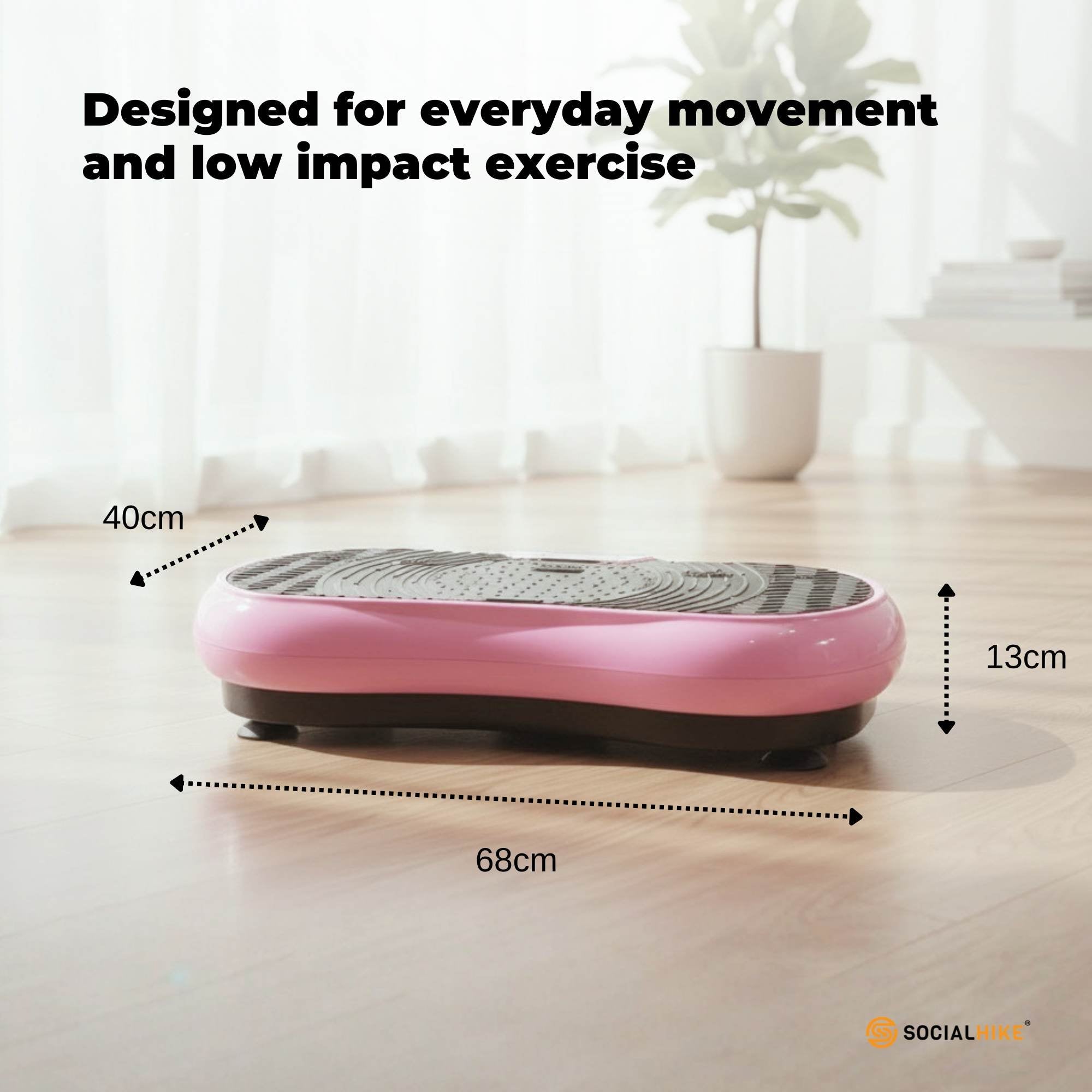 Social Hike 68cm Vibration Plate Machine Full Body Workout Platform Pink-3