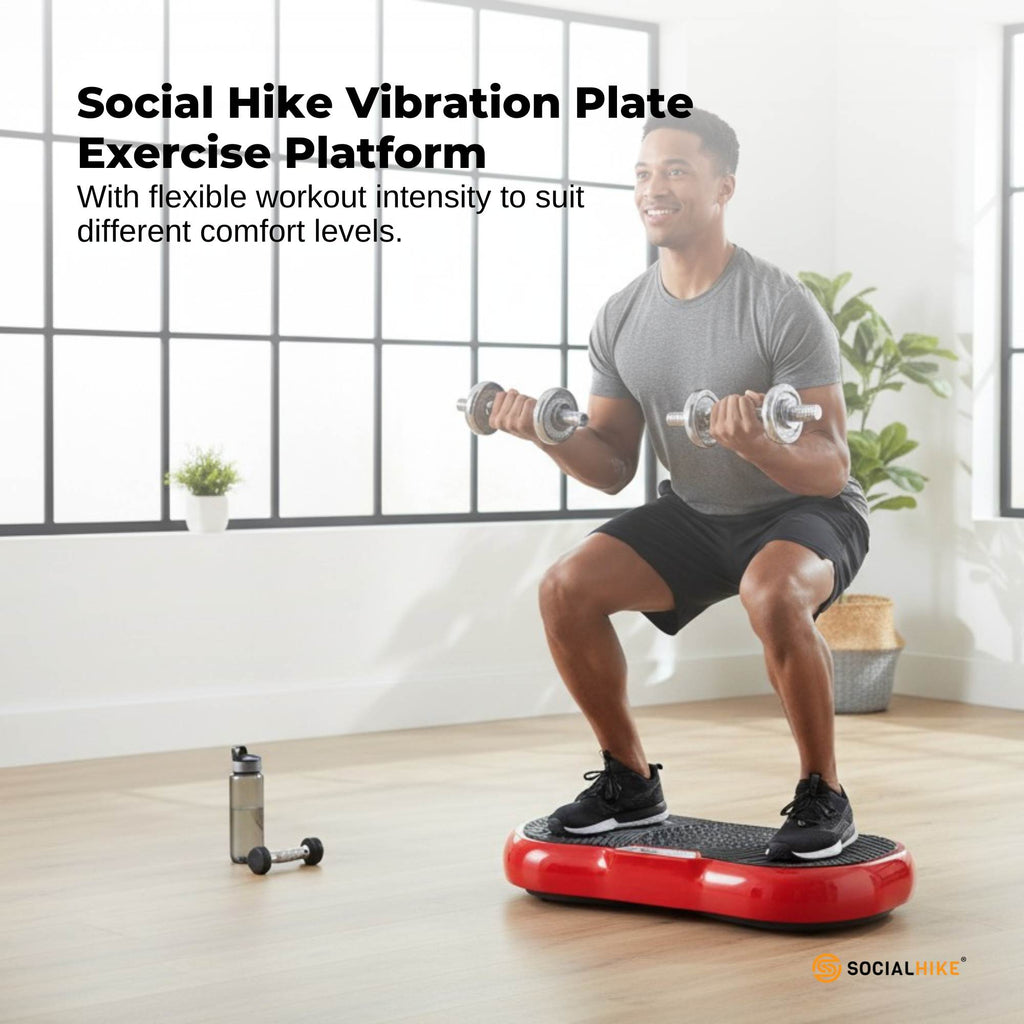 Social Hike 68cm Vibration Plate Machine Full Body Workout Platform Red-1
