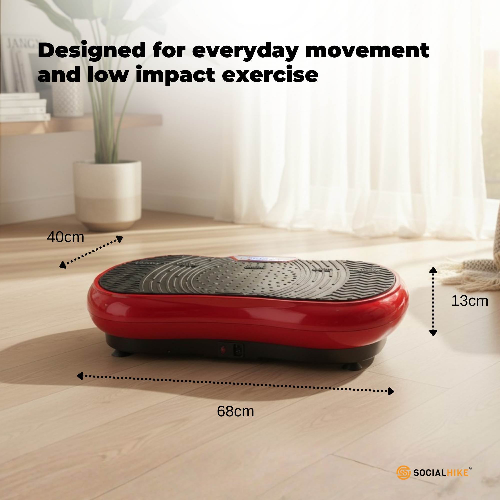 Social Hike 68cm Vibration Plate Machine Full Body Workout Platform Red-3