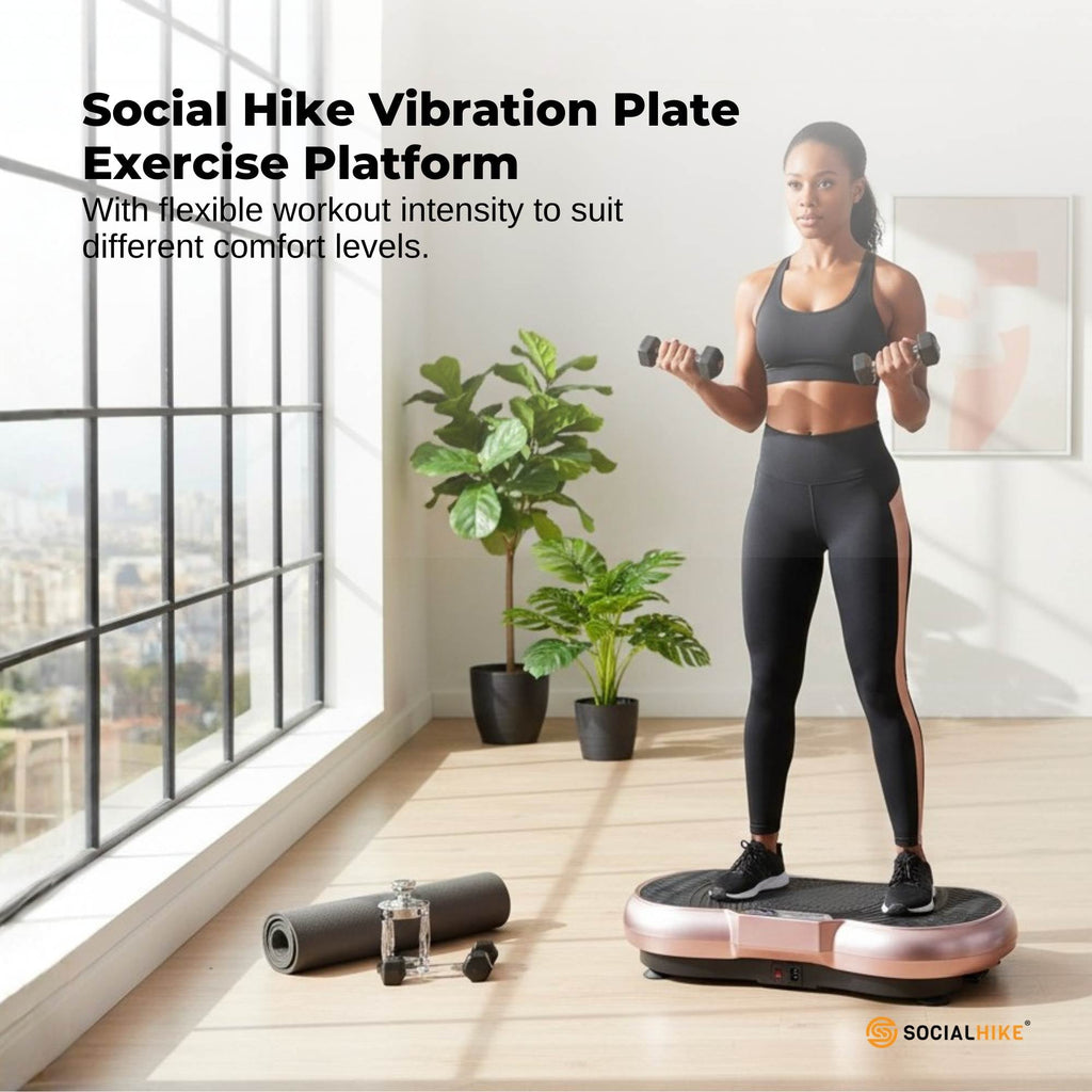 Social Hike 68cm Vibration Plate Machine Full Body Workout Platform Rose-1