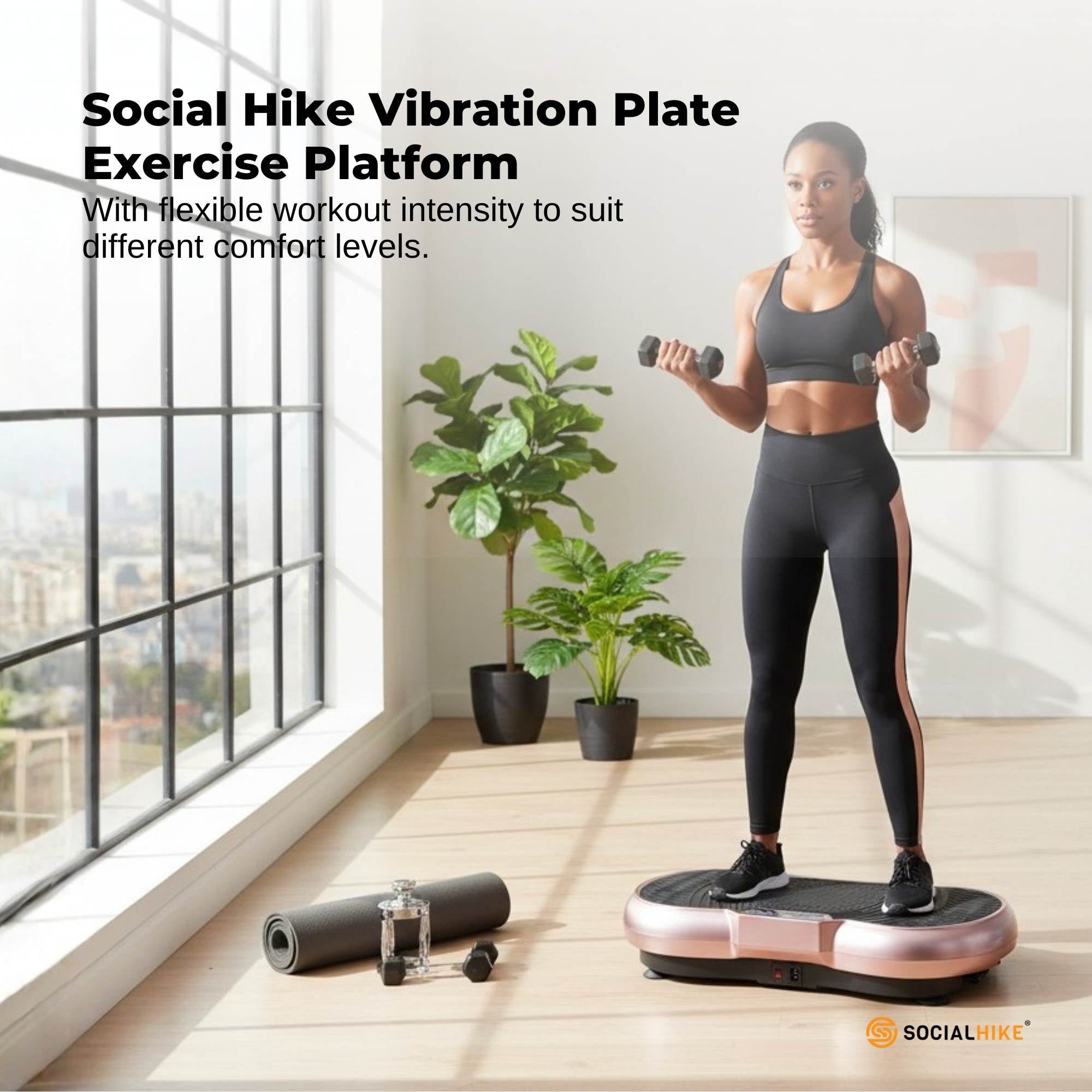 Social Hike 68cm Vibration Plate Machine Full Body Workout Platform Rose-1