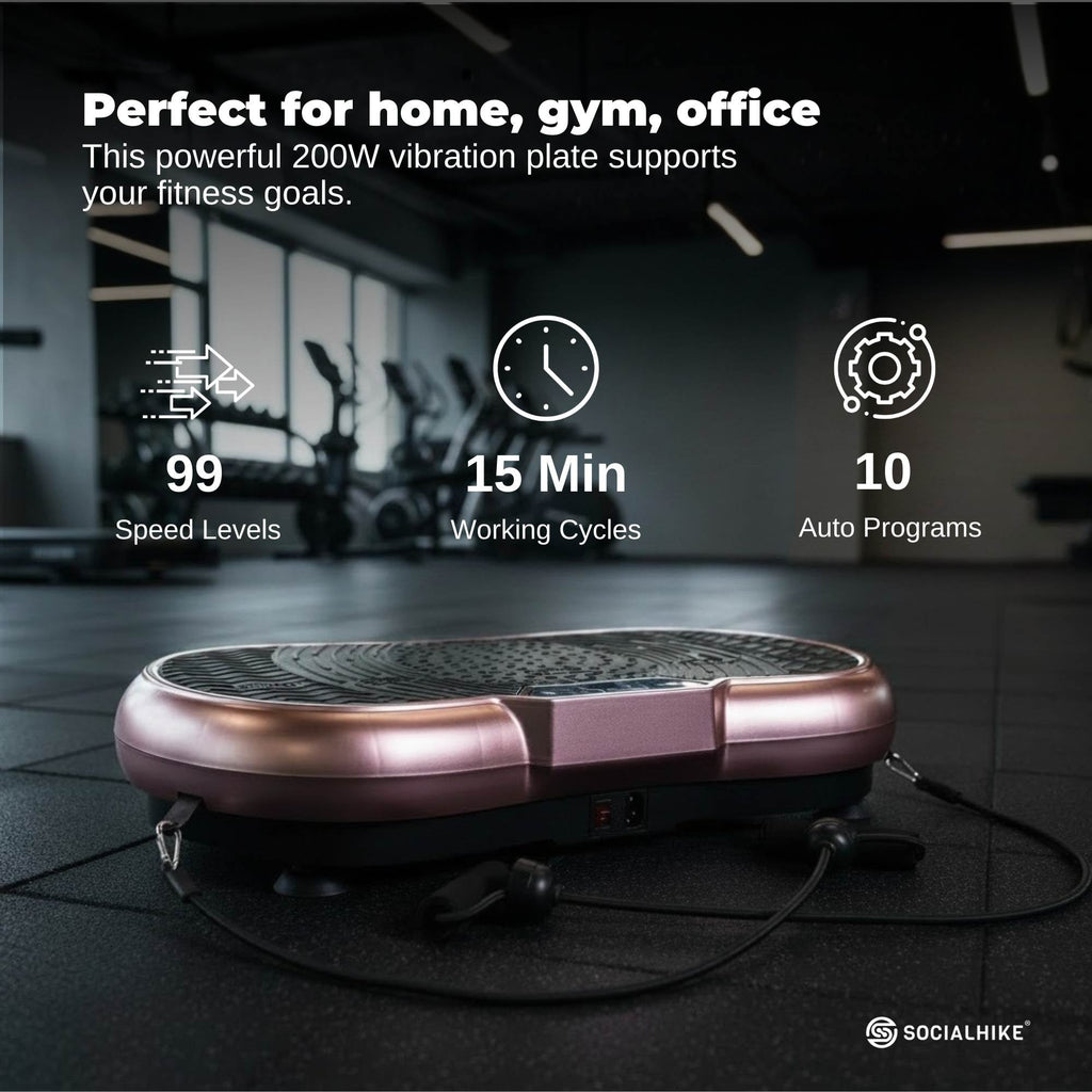 Social Hike 68cm Vibration Plate Machine Full Body Workout Platform Rose-2
