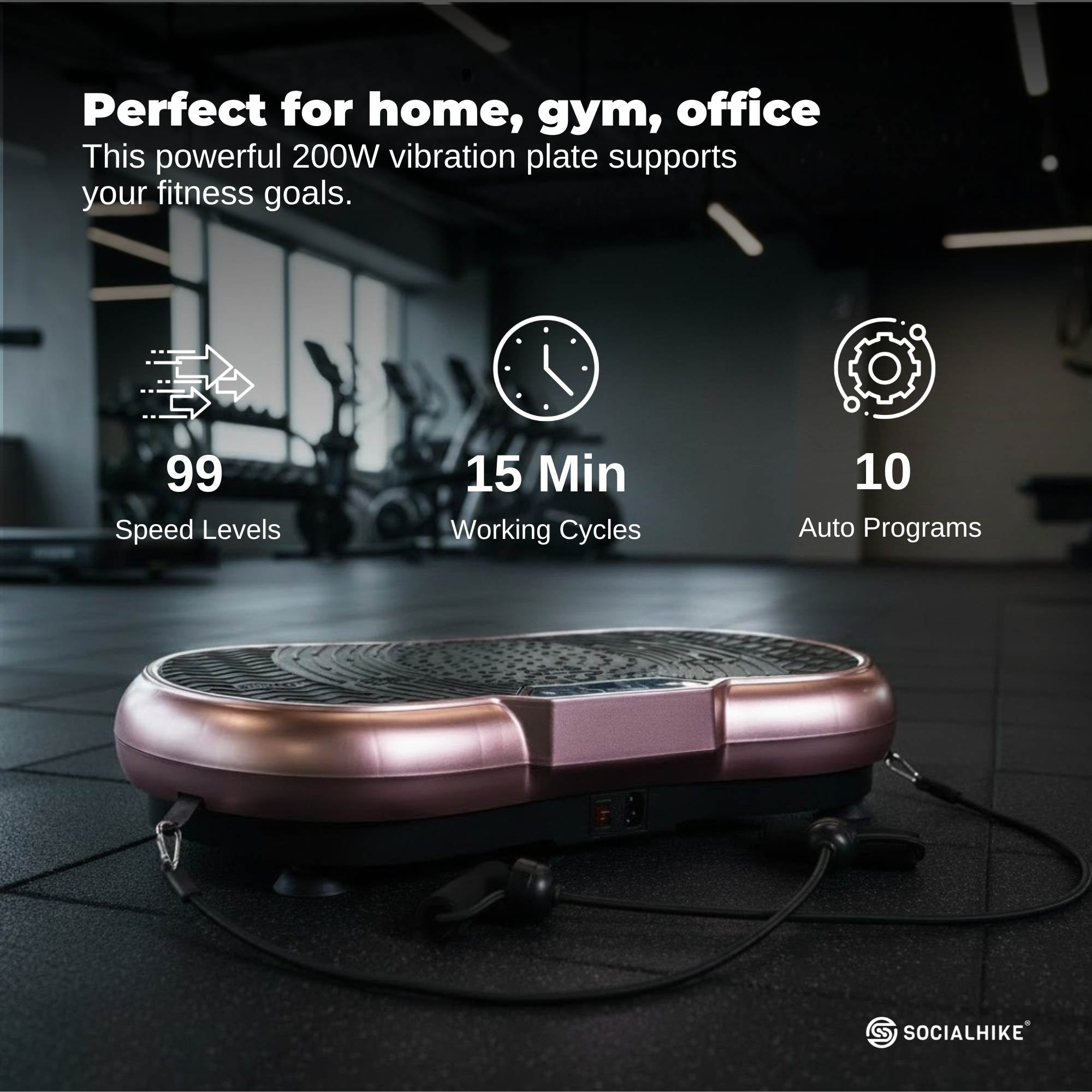 Social Hike 68cm Vibration Plate Machine Full Body Workout Platform Rose-2
