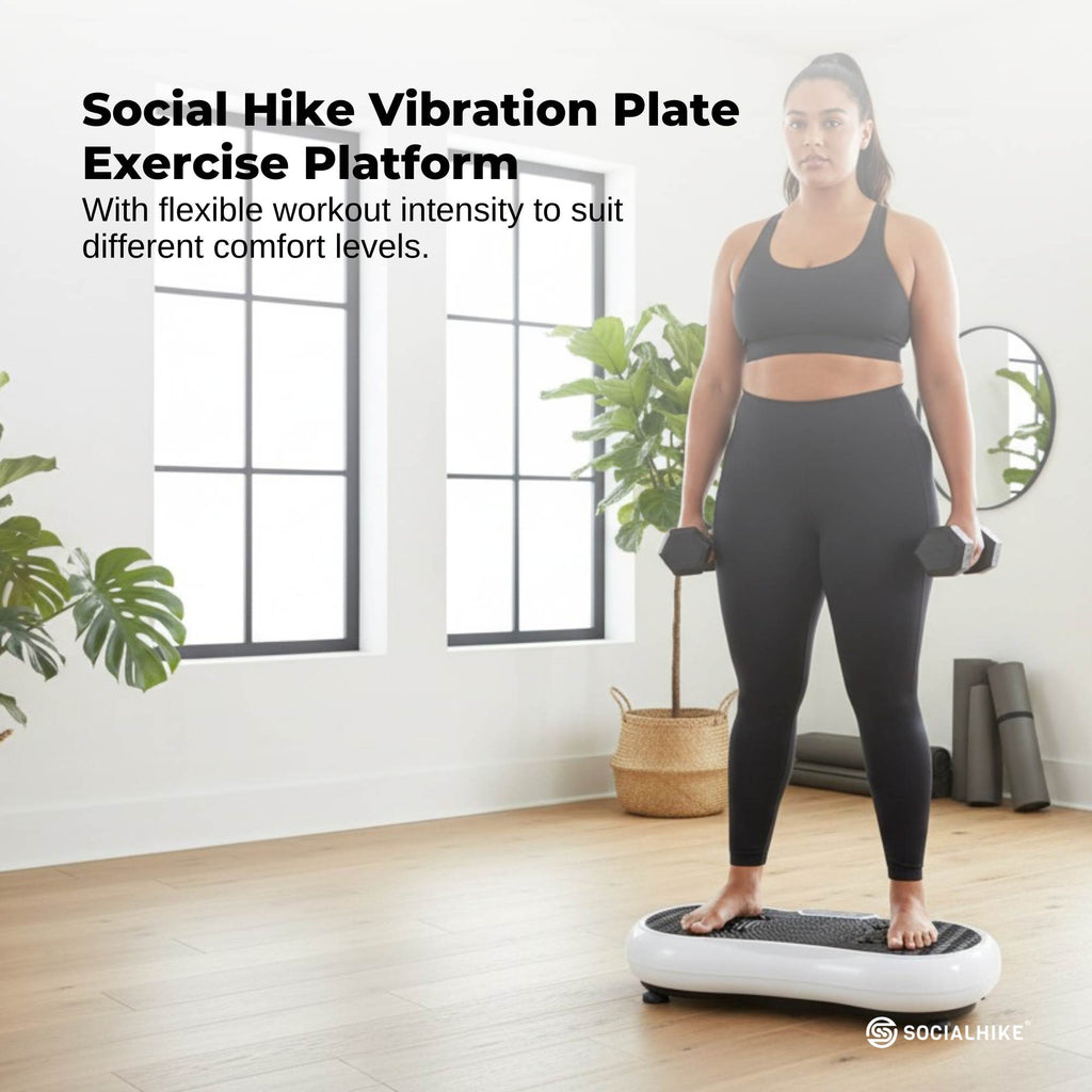 Social Hike 68cm Vibration Plate Machine Full Body Workout Platform White-1