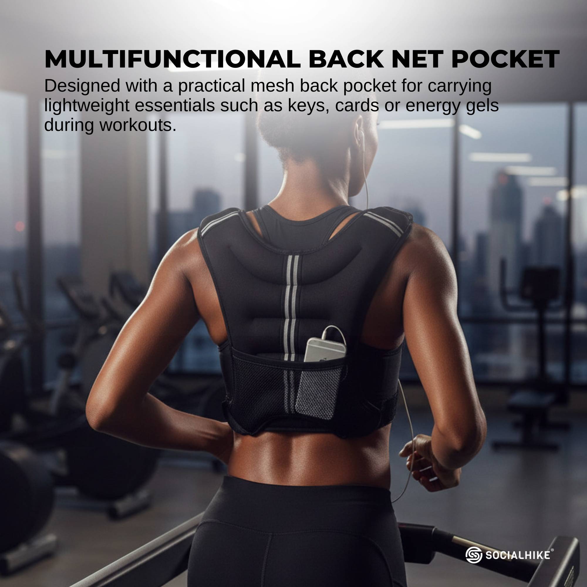 Social Hike 8Kg Weighted Vest Adjustable Fit For Running Walking Training-3
