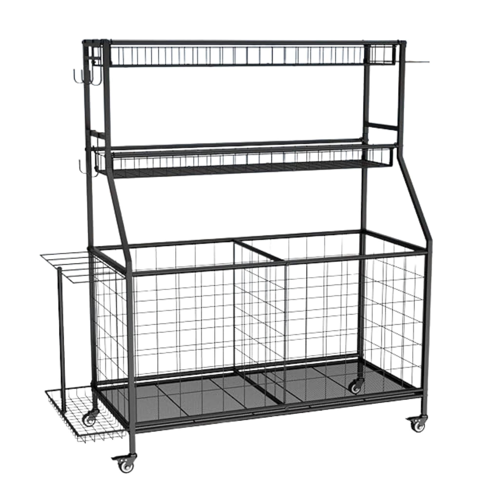 Social Hike Sports Equipment Storage Organiser and Side Rack Garage Trolley-0