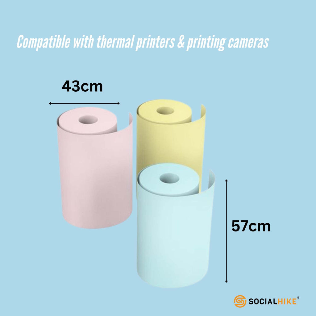 Social Hike 288x Thermal Paper Camera Rolls Colour - Instant Print Refill Bulk