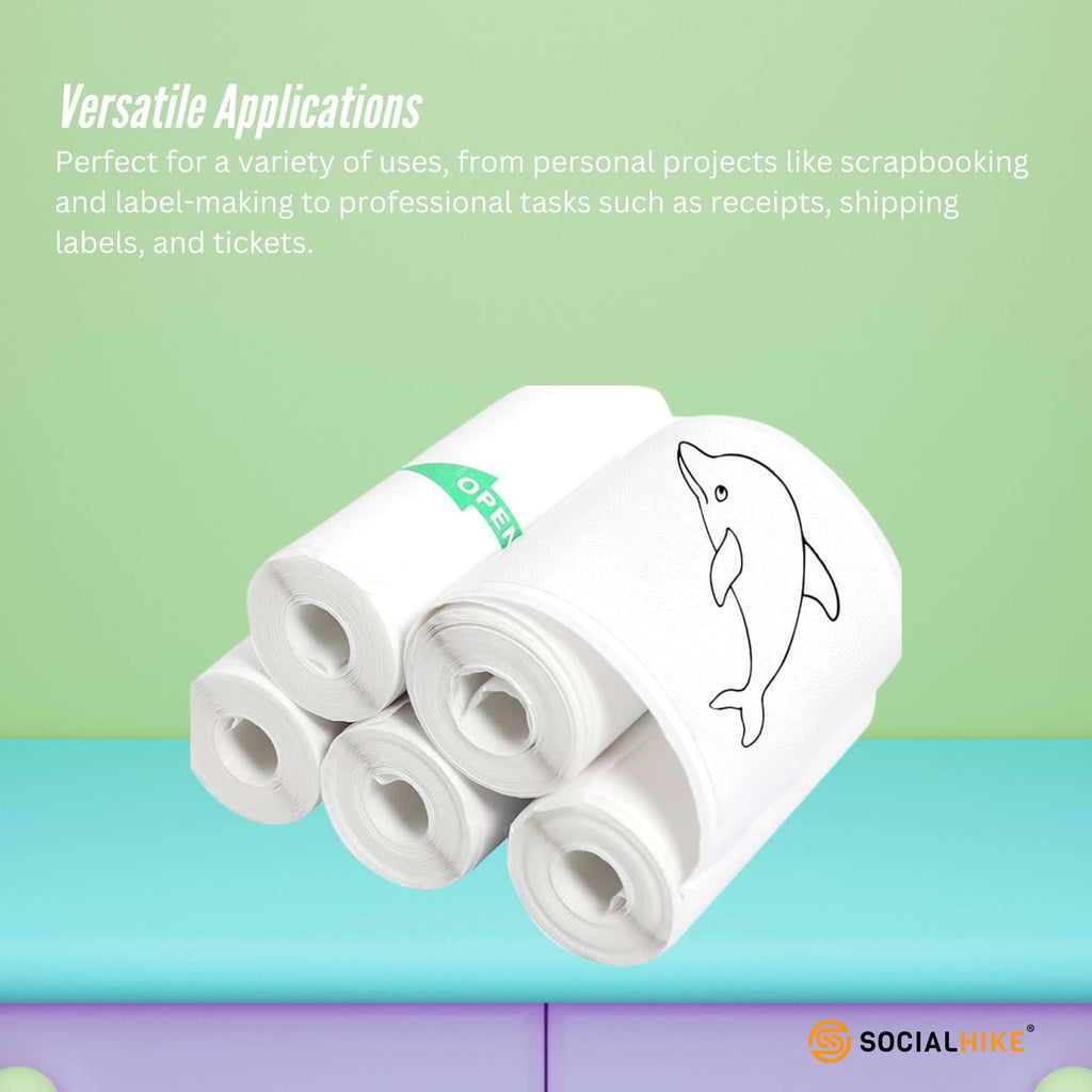 Social Hike Thermal Paper Camera Sticker Roll Packs - Instant Print Refill