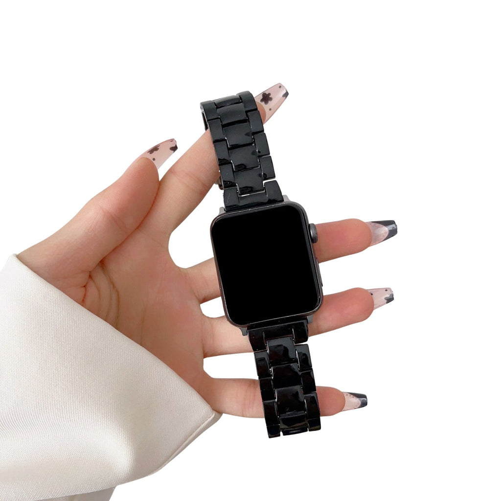 Resin Link Bracelet Band Small - The Sydney Beaches - Manly (Black) - Compatible with Apple Watch Size 42mm to 45mm-1