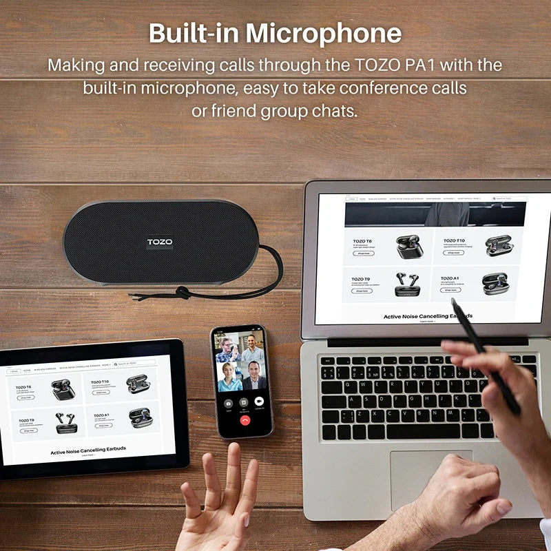 NNEOBA Portable Bluetooth Speaker with Built-in Microphone (Black)-3