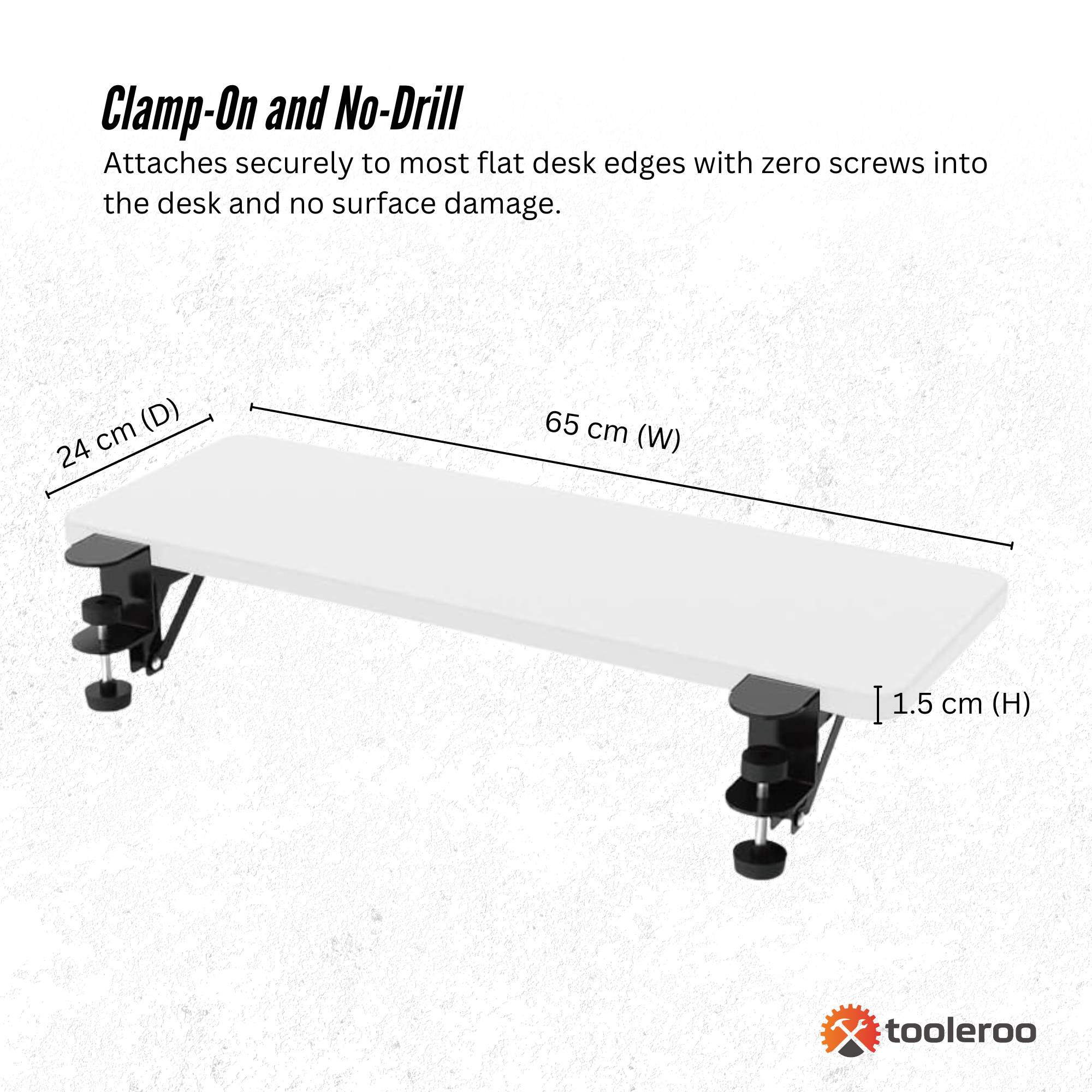 Tooleroo Folding Tray Desk Extender - Clamp-On Table Extension Shelf White-3