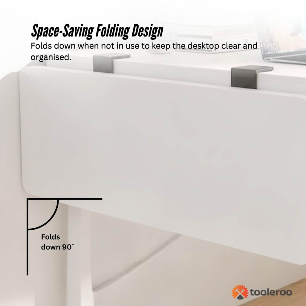 Tooleroo Folding Tray Desk Extender - Clamp-On Table Extension Shelf White-4