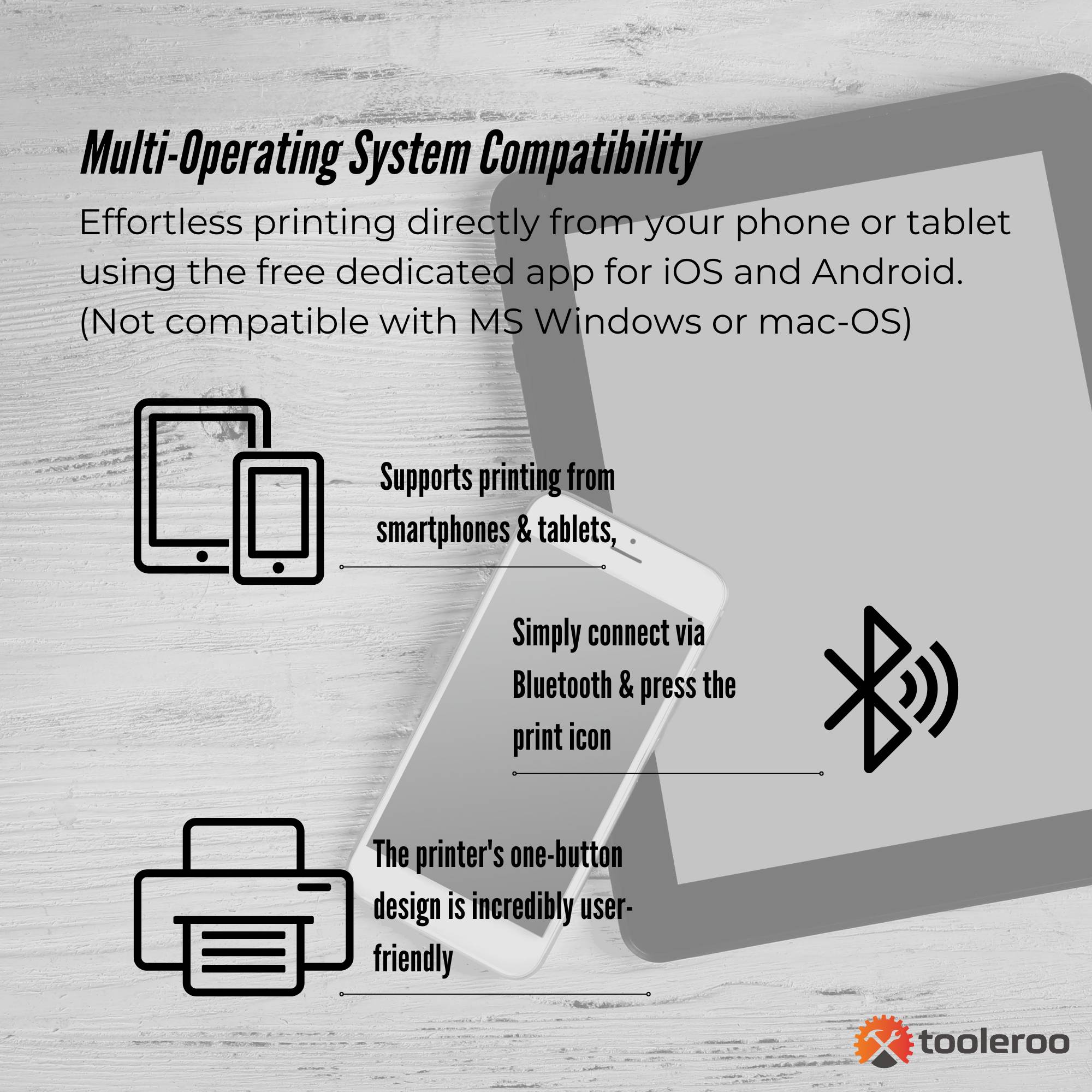 Tooleroo Portable A4 Thermal Printer Black + Paper Kit - Wireless and Inkless-3