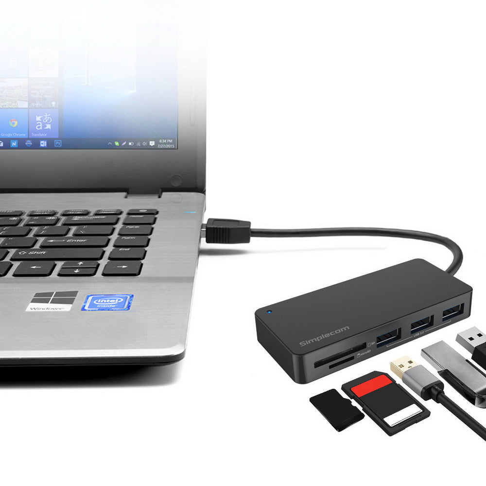 NNEDSZ CH368 3 Port USB 3.0 Hub with Dual Slot SD MicroSD Card Reader-2