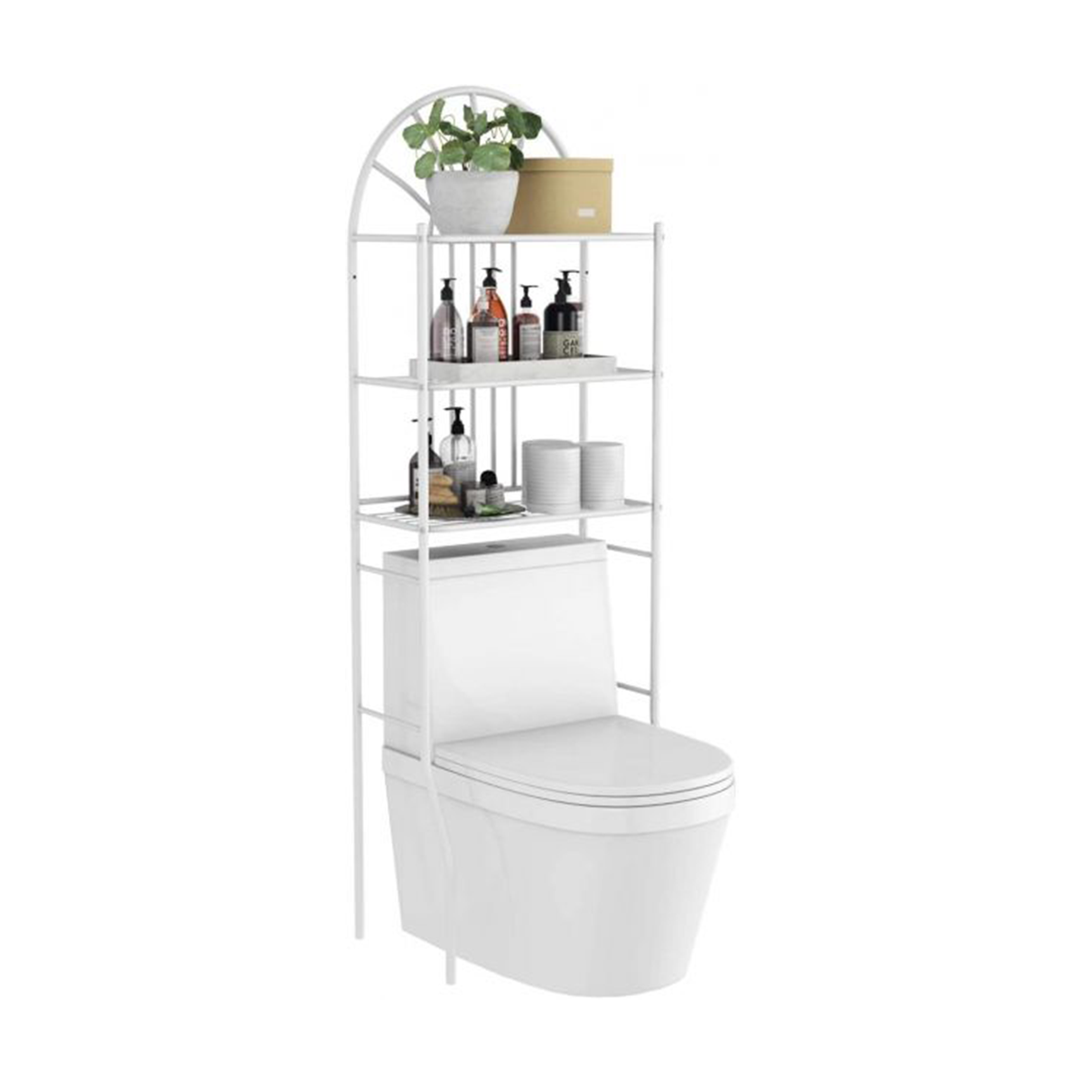 NNECW Bathroom Organizer with Metal Frame Shelf for Home Bathroom Laundry-1
