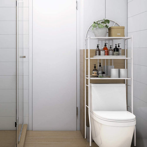 NNECW Bathroom Organizer with Metal Frame Shelf for Home Bathroom Laundry-0