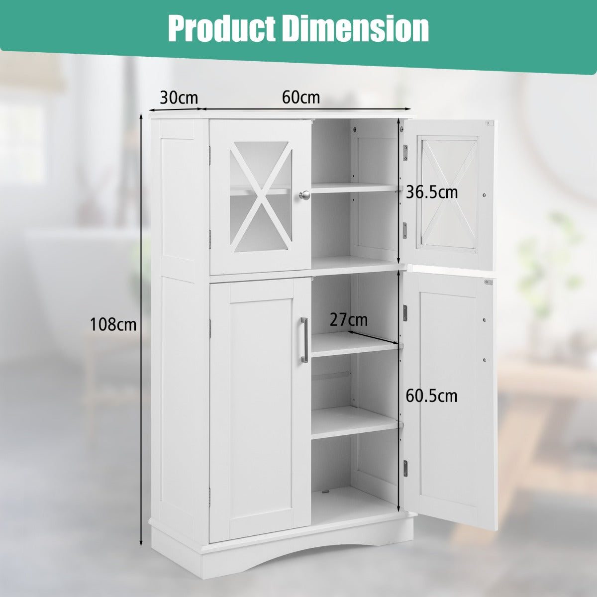 NNECW Bathroom Storage Cabinet with Adjustable Shelves for Bathroom-3