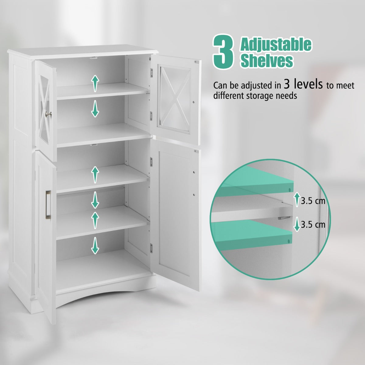 NNECW Bathroom Storage Cabinet with Adjustable Shelves for Bathroom-4
