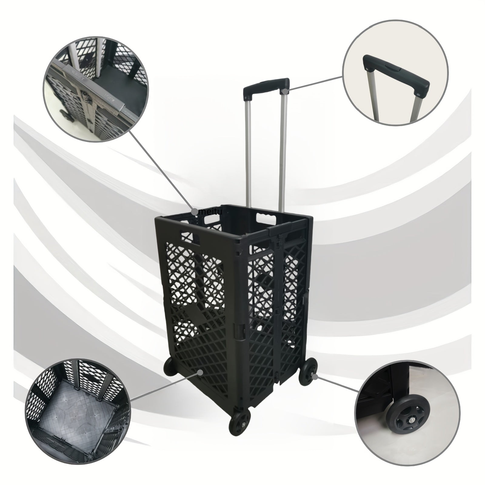 NNETM Foldable Storage Cart with Wheels-2