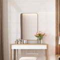 NNECW Bathroom Wall Mirror with Rounded Corner for Washroom-Golden-0