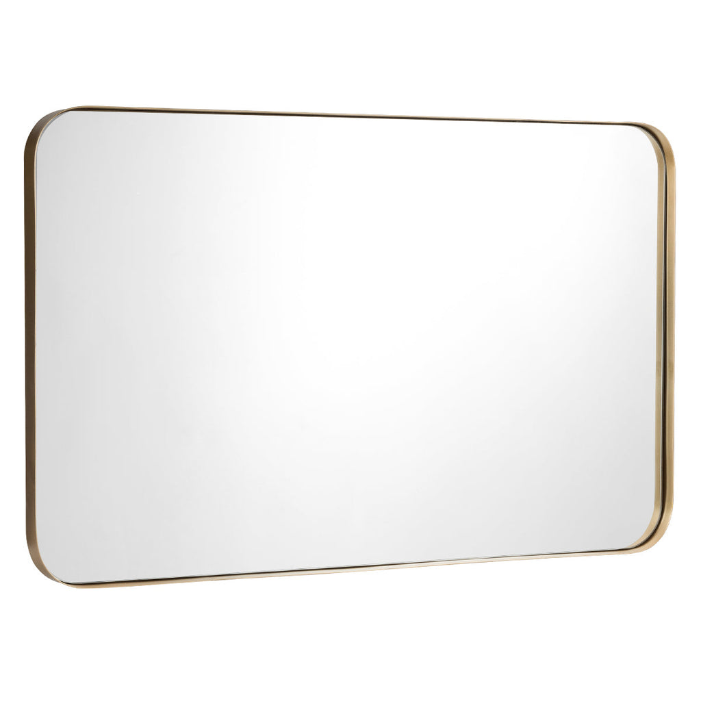 NNECW Bathroom Wall Mirror with Rounded Corner for Washroom-Golden-1