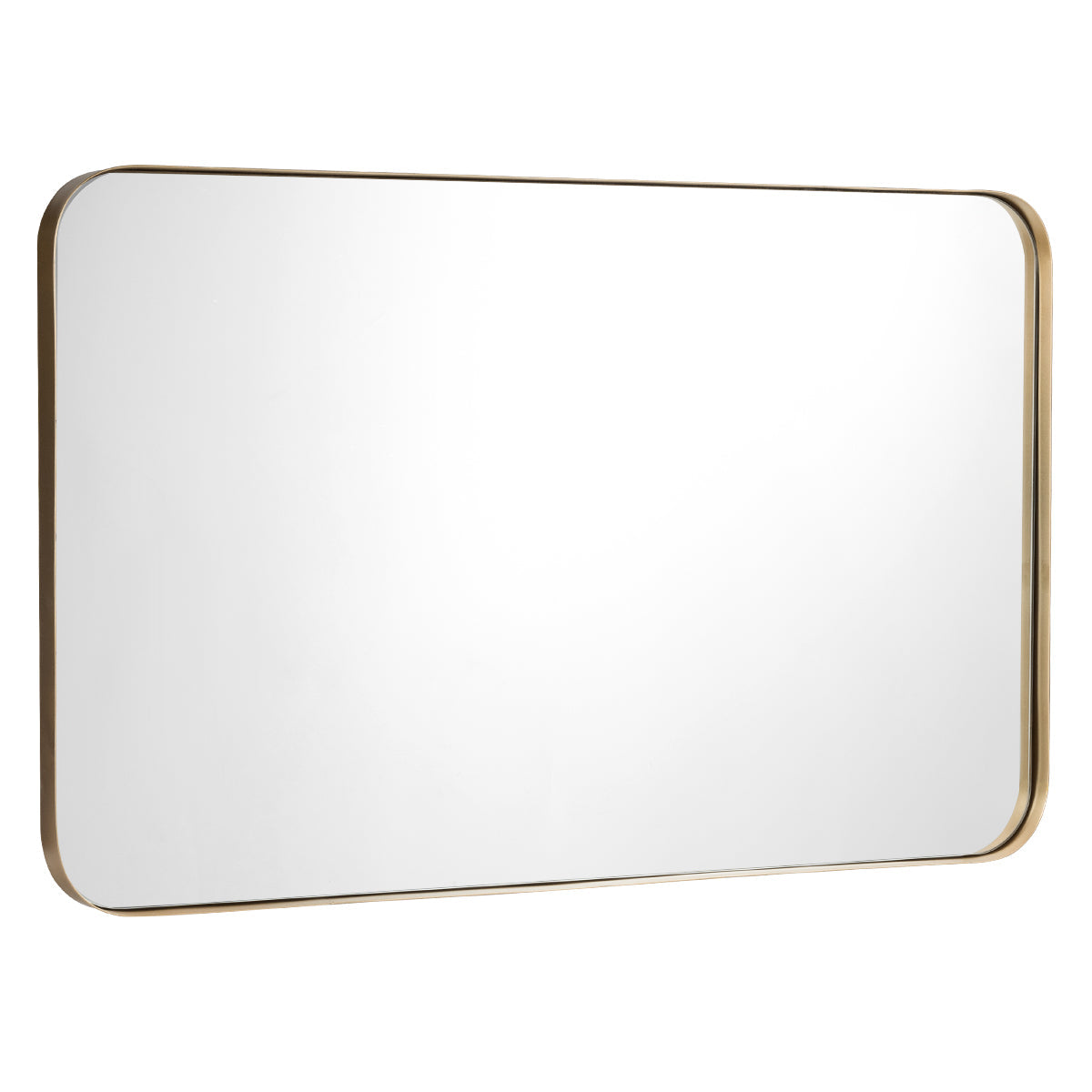 NNECW Bathroom Wall Mirror with Rounded Corner for Washroom-Golden-1