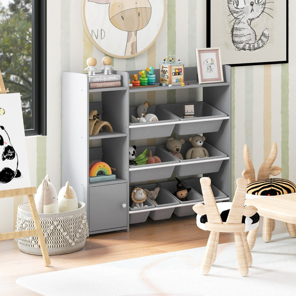 NNECW Kids Bookshelf Toy Storage Organizer with 8 Storage Boxes-0