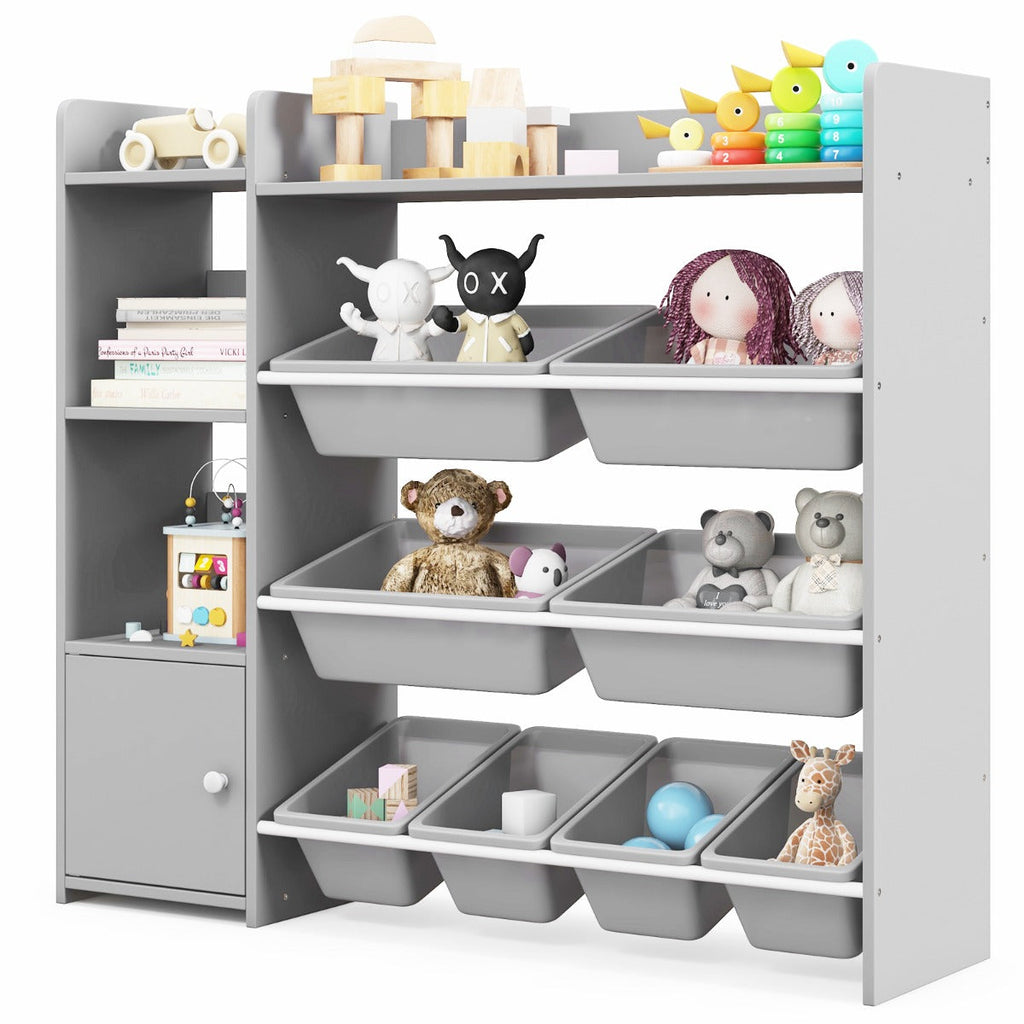 NNECW Kids Bookshelf Toy Storage Organizer with 8 Storage Boxes-4