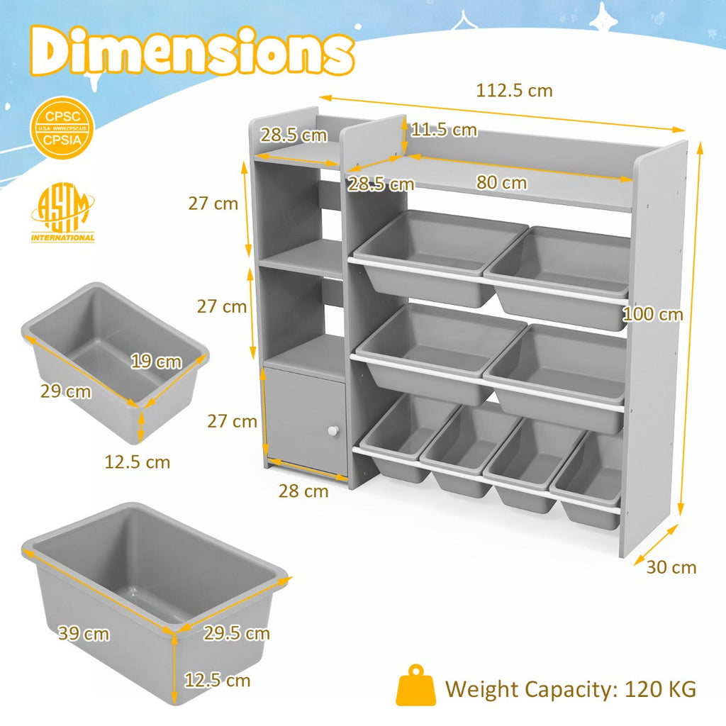 NNECW Kids Bookshelf Toy Storage Organizer with 8 Storage Boxes-3
