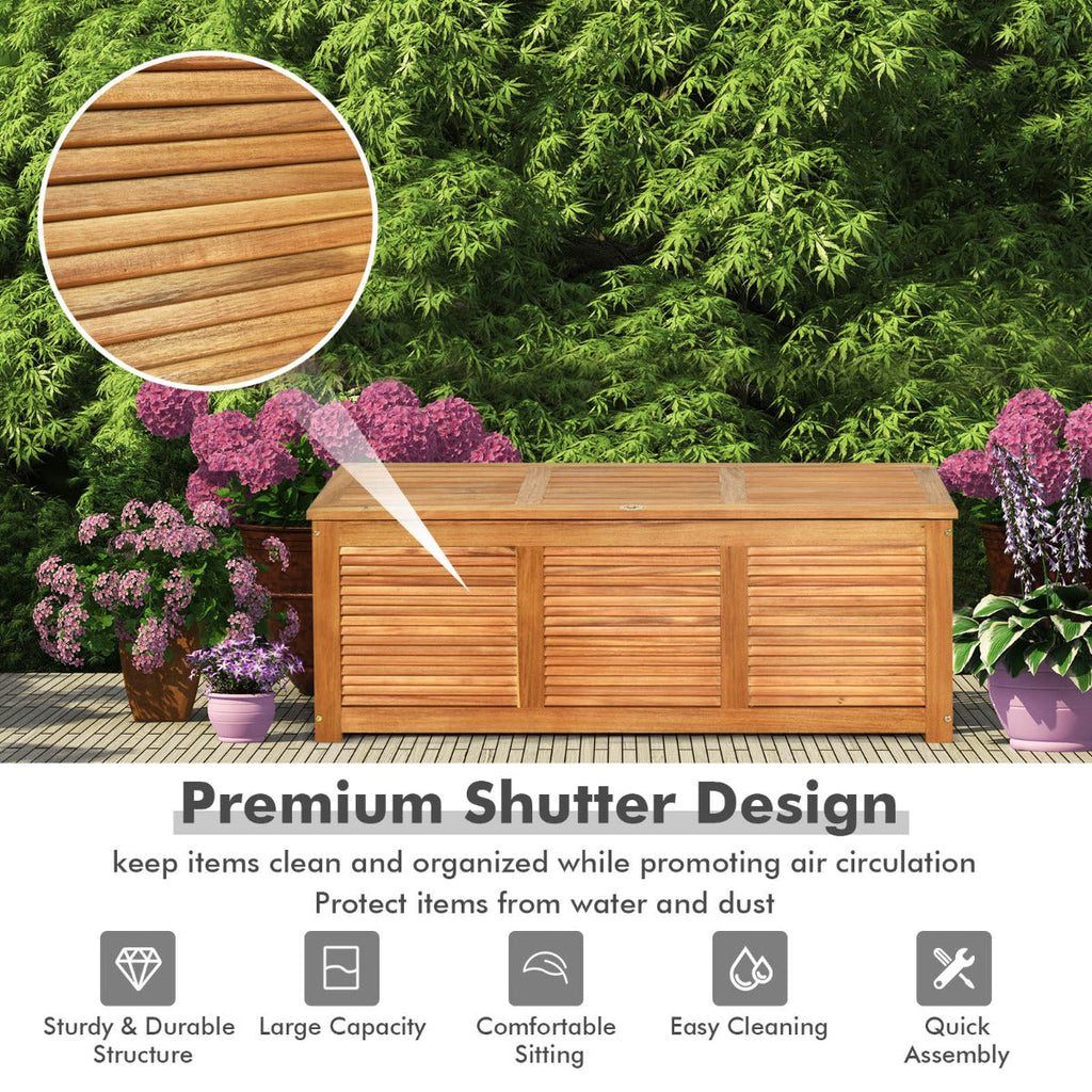 NNECW Wood Storage Box with Large Storage Space for Patio & Backyard-2